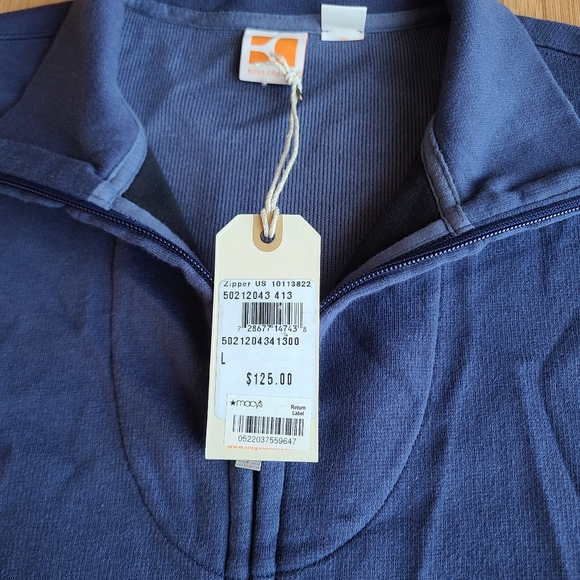 Boss Orange Long Sleeve Zip-up Blue Sweater Size L - Picture 11 of 12